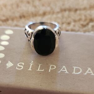 Silpada Silver Ring with Black onyx gemstone size 6